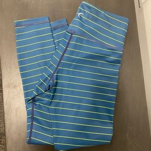 Blue and green pin striped workout pants